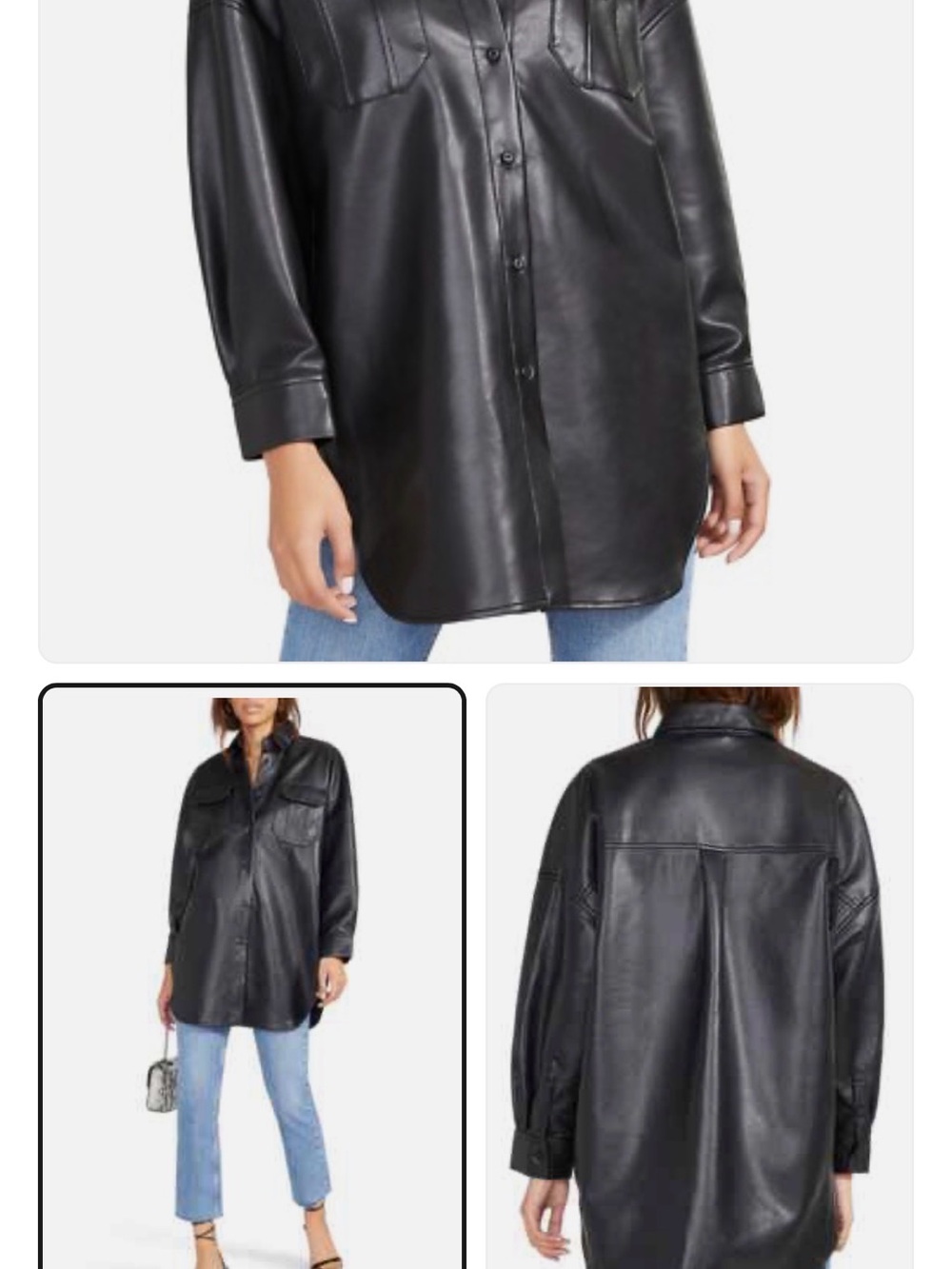 BB Dakota by Steve Madden Black Faux Leather Overshirt Jacket